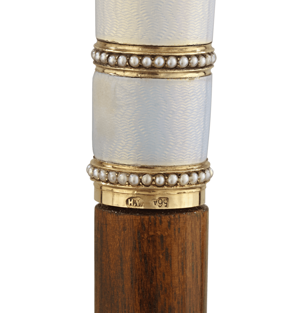 Fabergé White Guilloché Enamel Cane