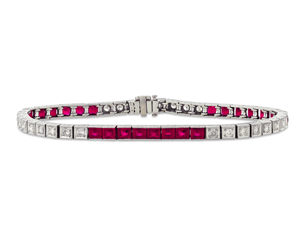 Ruby and Diamond Line Bracelet
