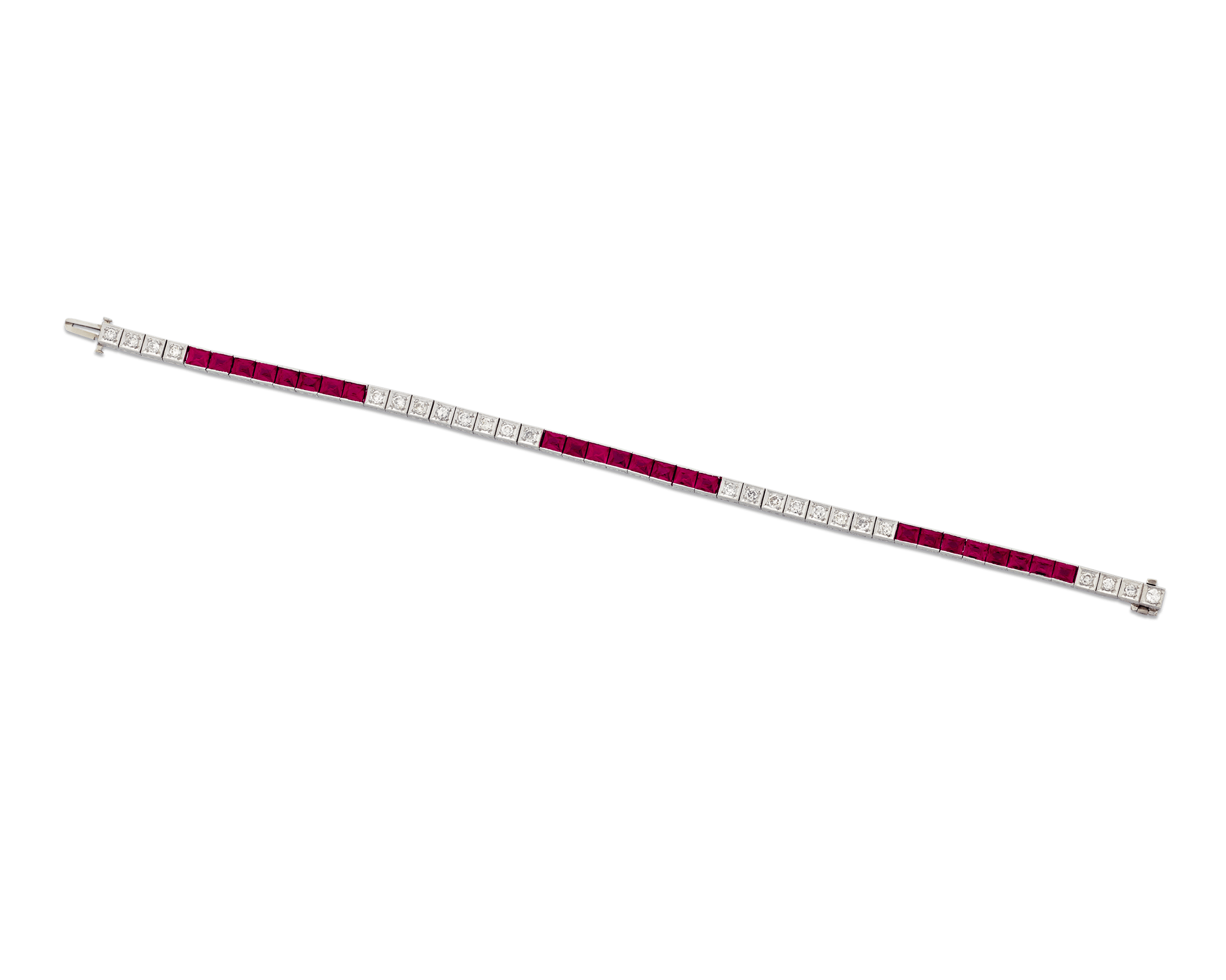 Ruby and Diamond Line Bracelet