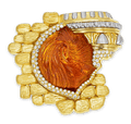 Henry Dunay Carved Citrine Brooch, 58.75 Carats