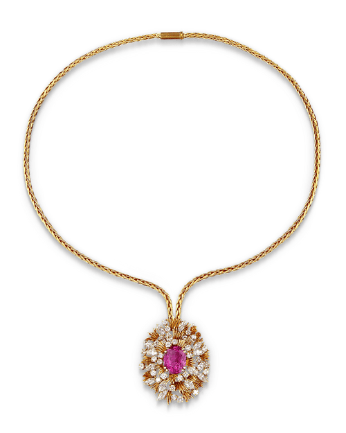 Asprey & Co. Pink Sapphire and Diamond Necklace