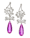 Edwardian Pink Topaz Earrings, 6.60 Carats