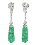 Art Deco Jade and Diamond Earrings