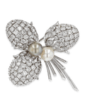 Sterlé Diamond and Pearl Pin