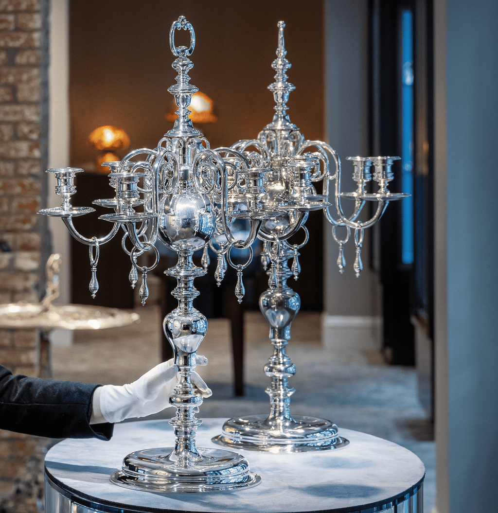 Pair of Silver Candelabra by Thomas Bradbury