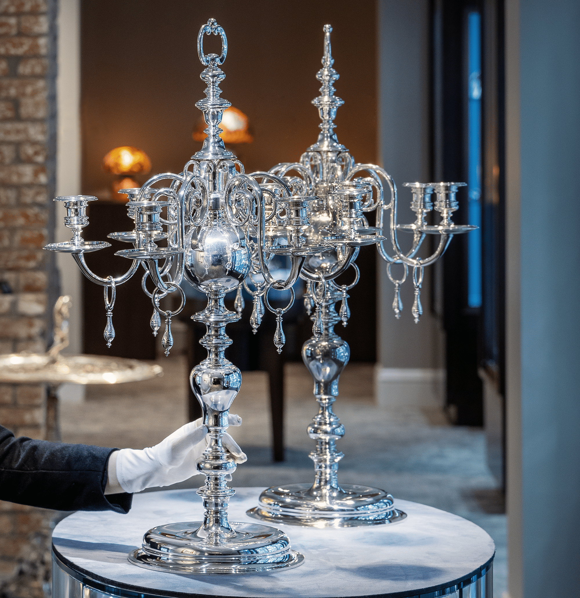 Pair of Silver Candelabra by Thomas Bradbury