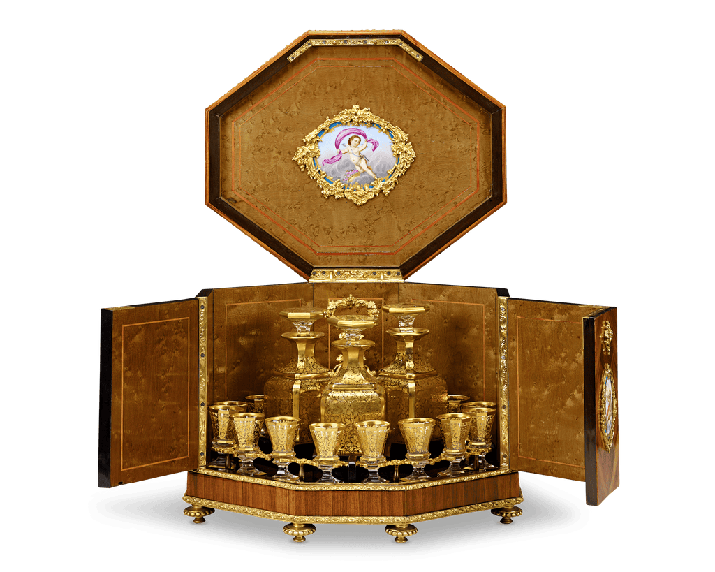 Baccarat Cave à Liqueur with Sèvres Porcelain