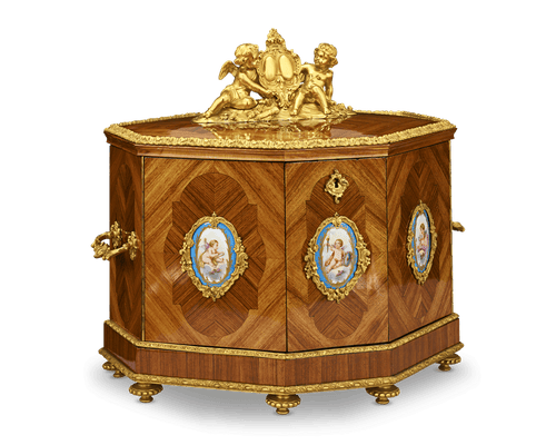 Baccarat Cave à Liqueur with Sèvres Porcelain
