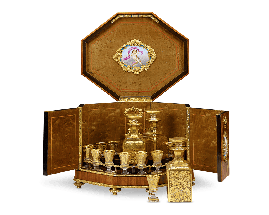 Baccarat Cave à Liqueur with Sèvres Porcelain