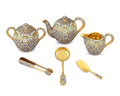 Russian Cloisonné Enamel Tea Set
