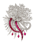 Diamond and Ruby Brooch