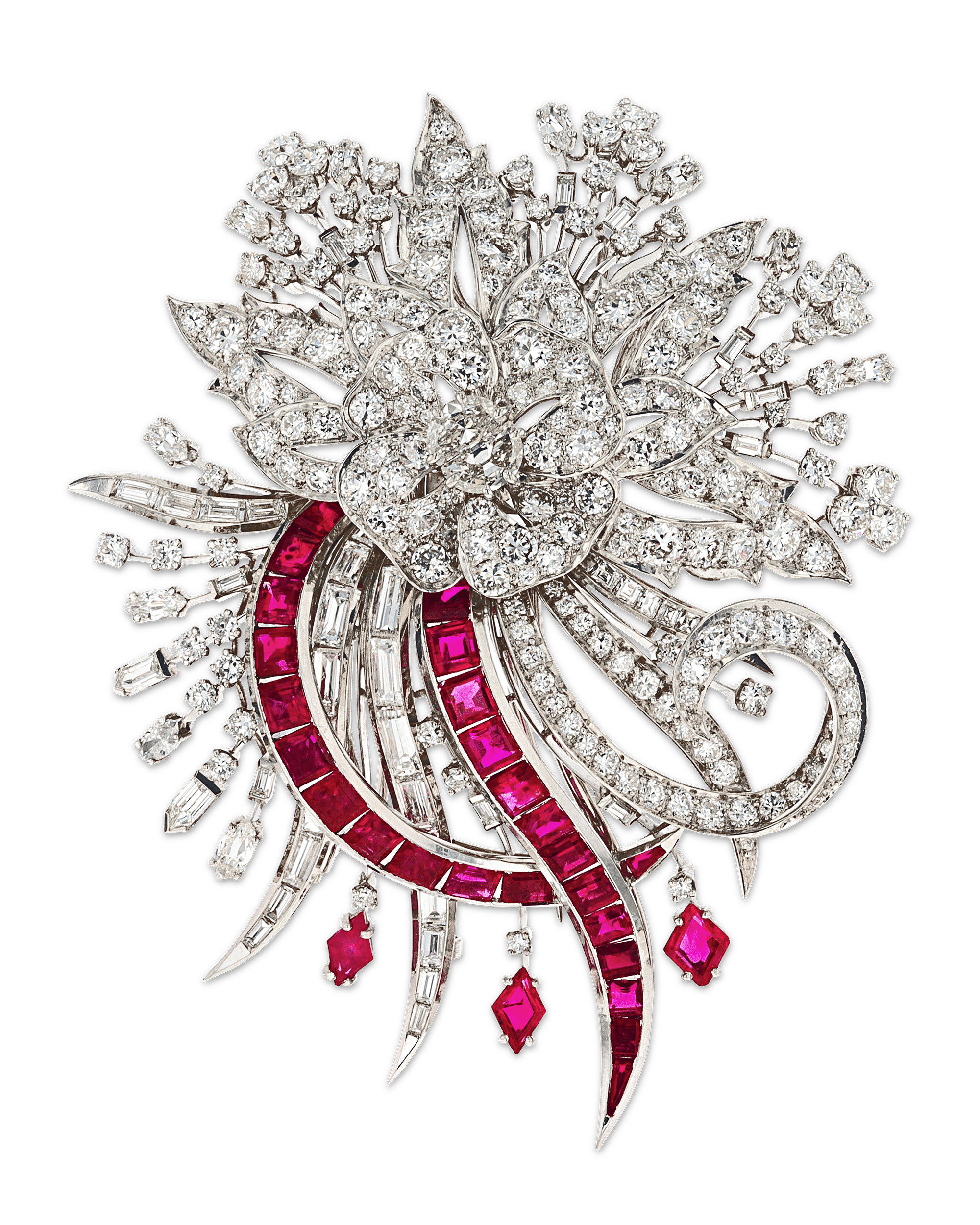 Diamond and Ruby Brooch