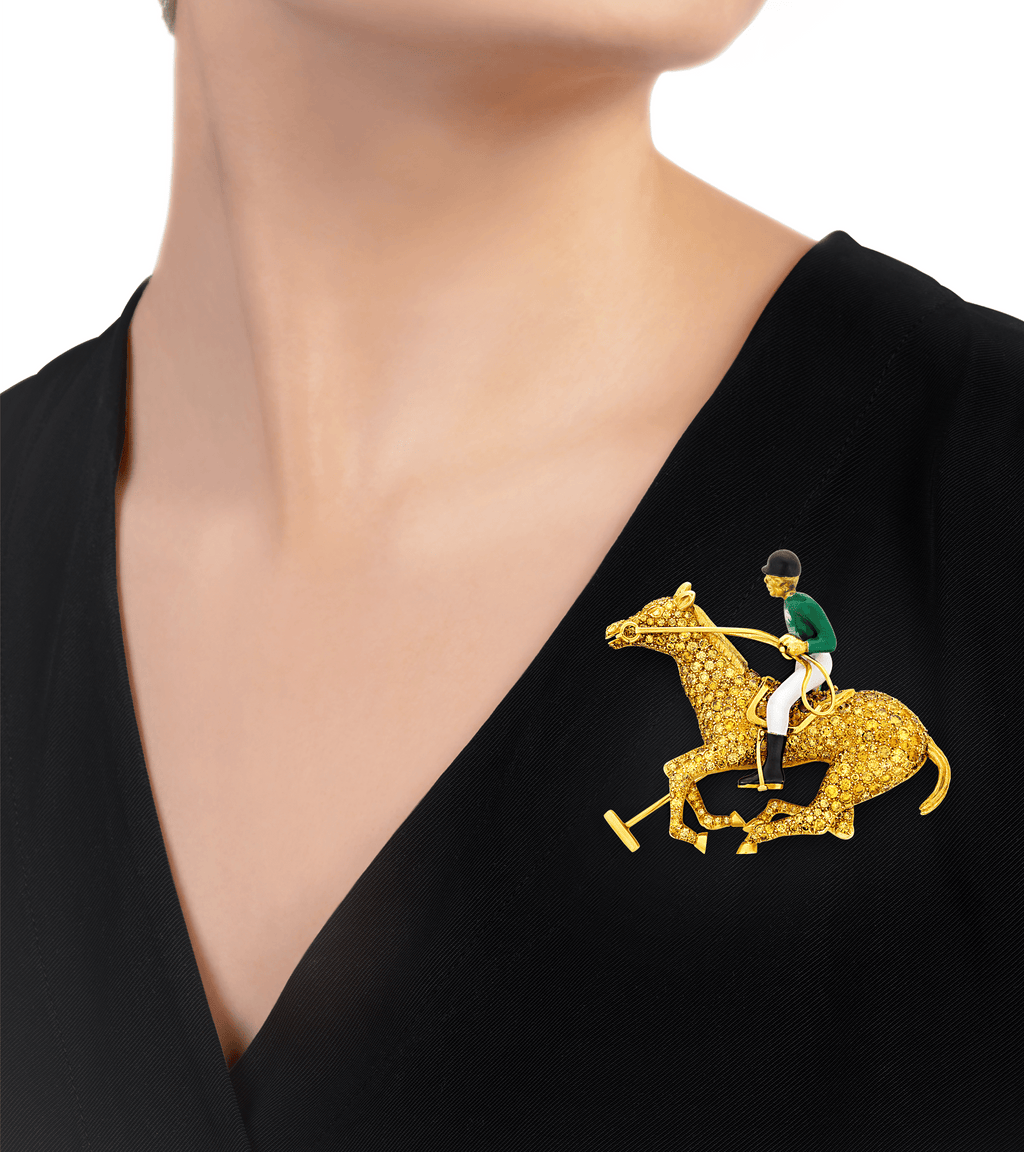 Polo Pony Diamond Brooch
