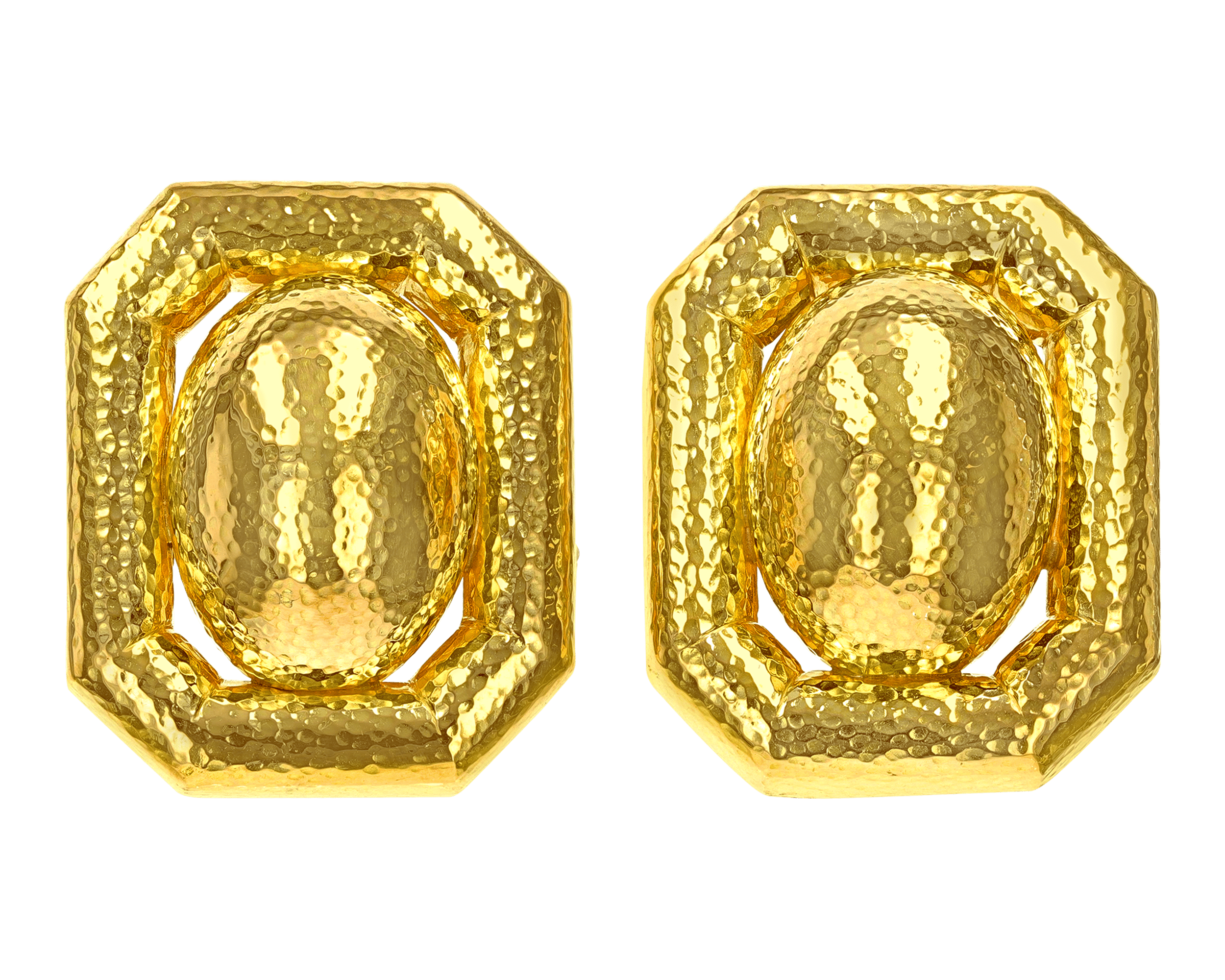 David Webb Hammered Gold Earrings