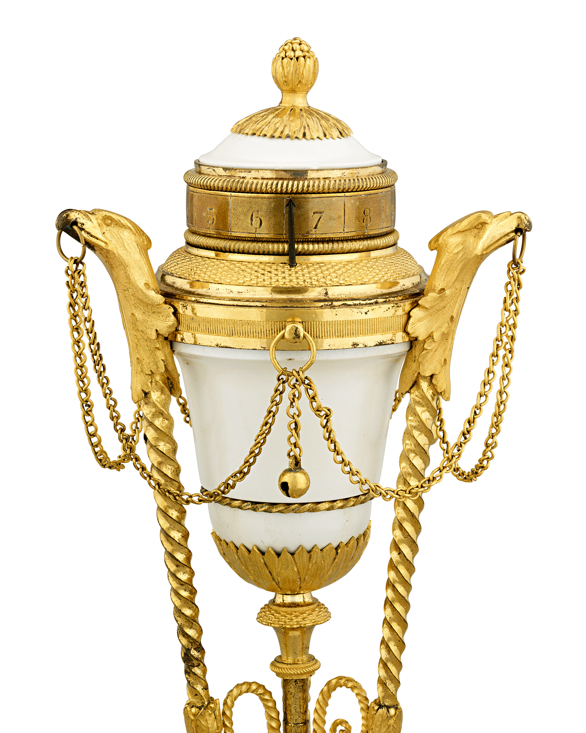 Louis XVI Style Gilt Marble Cassolettes and Clock
