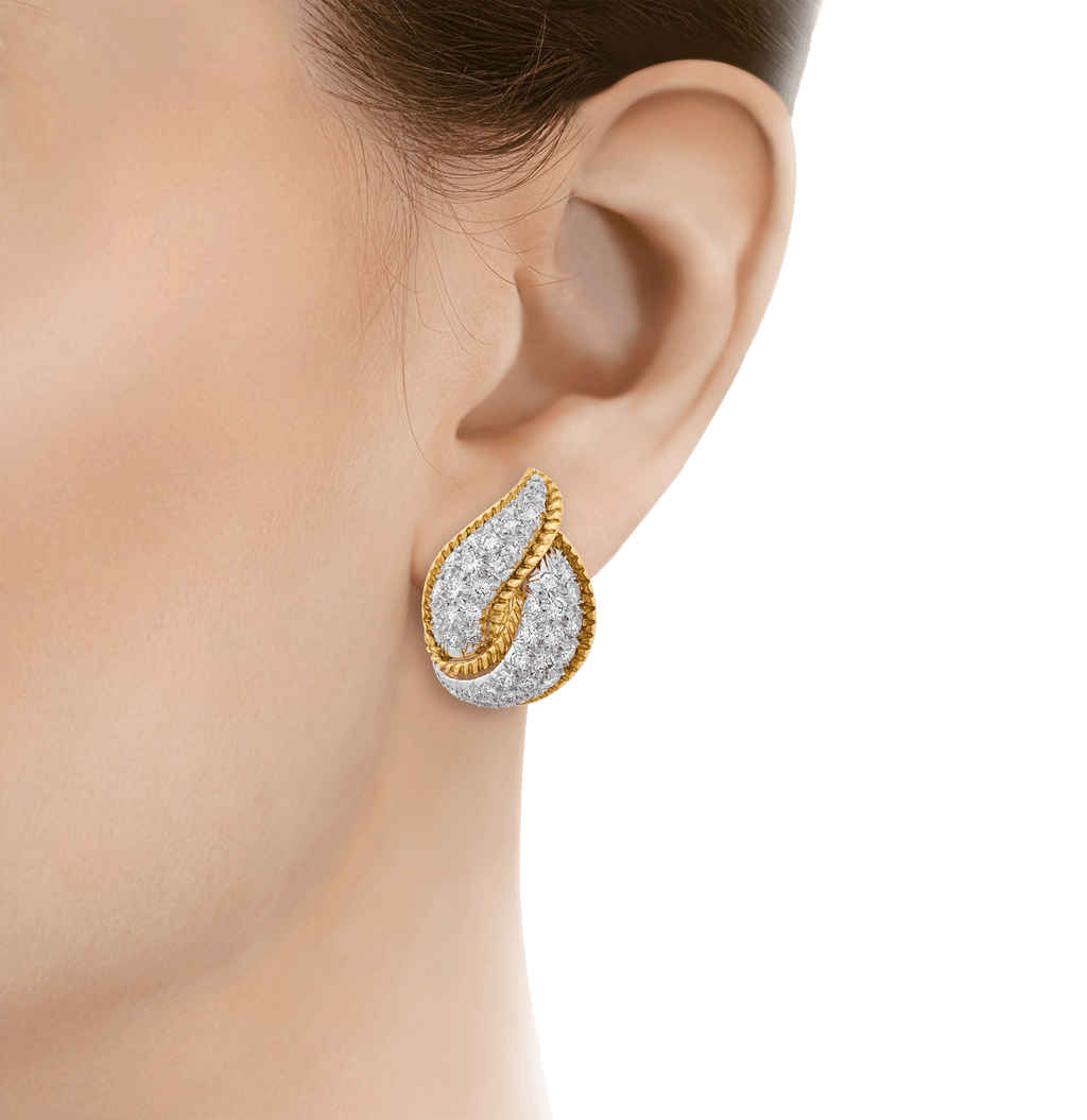 Retro Diamond Flame Earrings, 4.50 carats