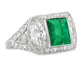 Art Deco Untreated Colombian Emerald Ring, 2.89 Carats