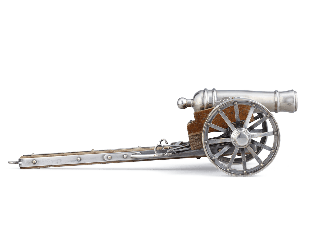 Silverplate Cannon with Wheels