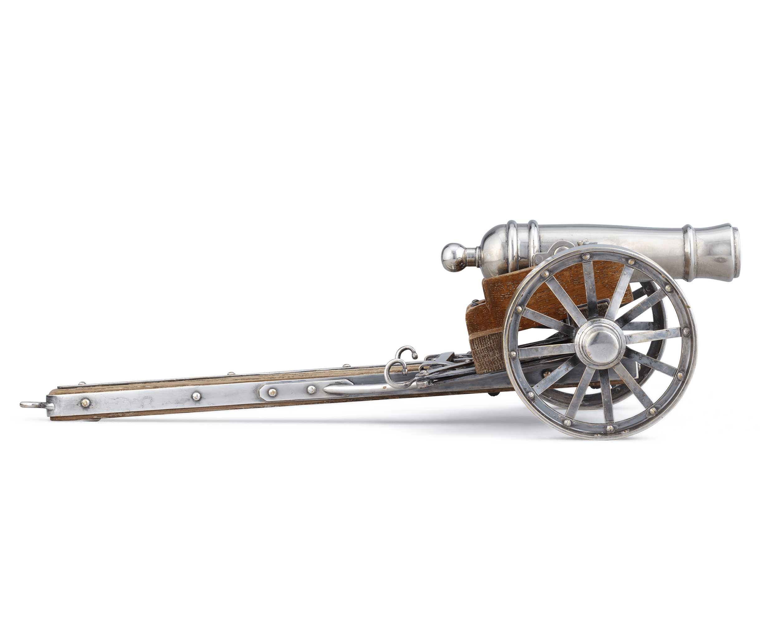 Silverplate Cannon with Wheels