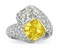 Fancy Vivid Yellow and White Diamond Bypass Ring