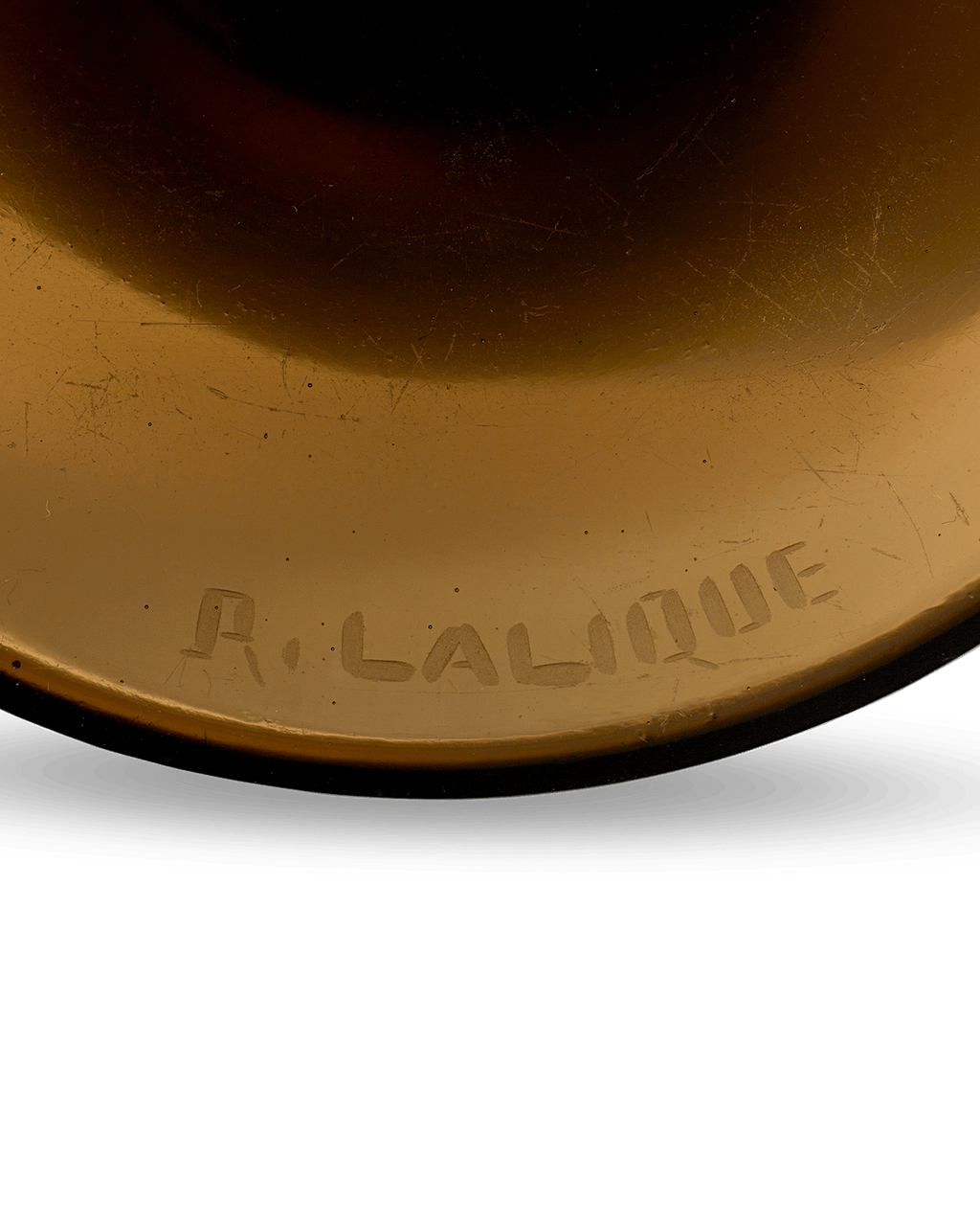 René Lalique Béliers Deep Topaz Glass Vase