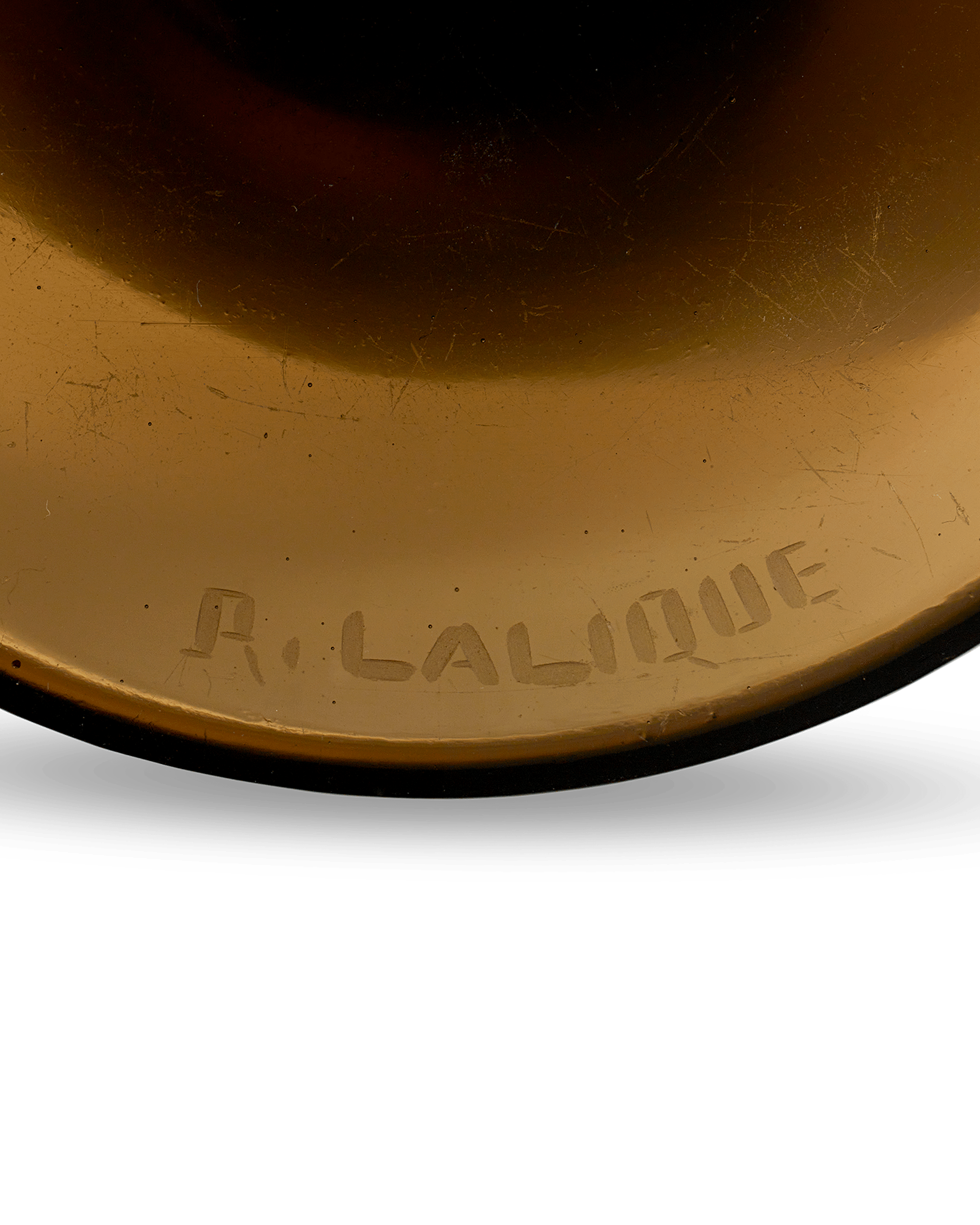 René Lalique Béliers Deep Topaz Glass Vase