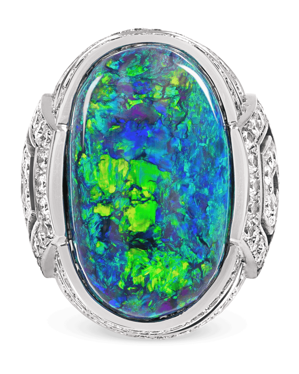 Black Opal and Diamond Ring