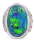 Black Opal and Diamond Ring