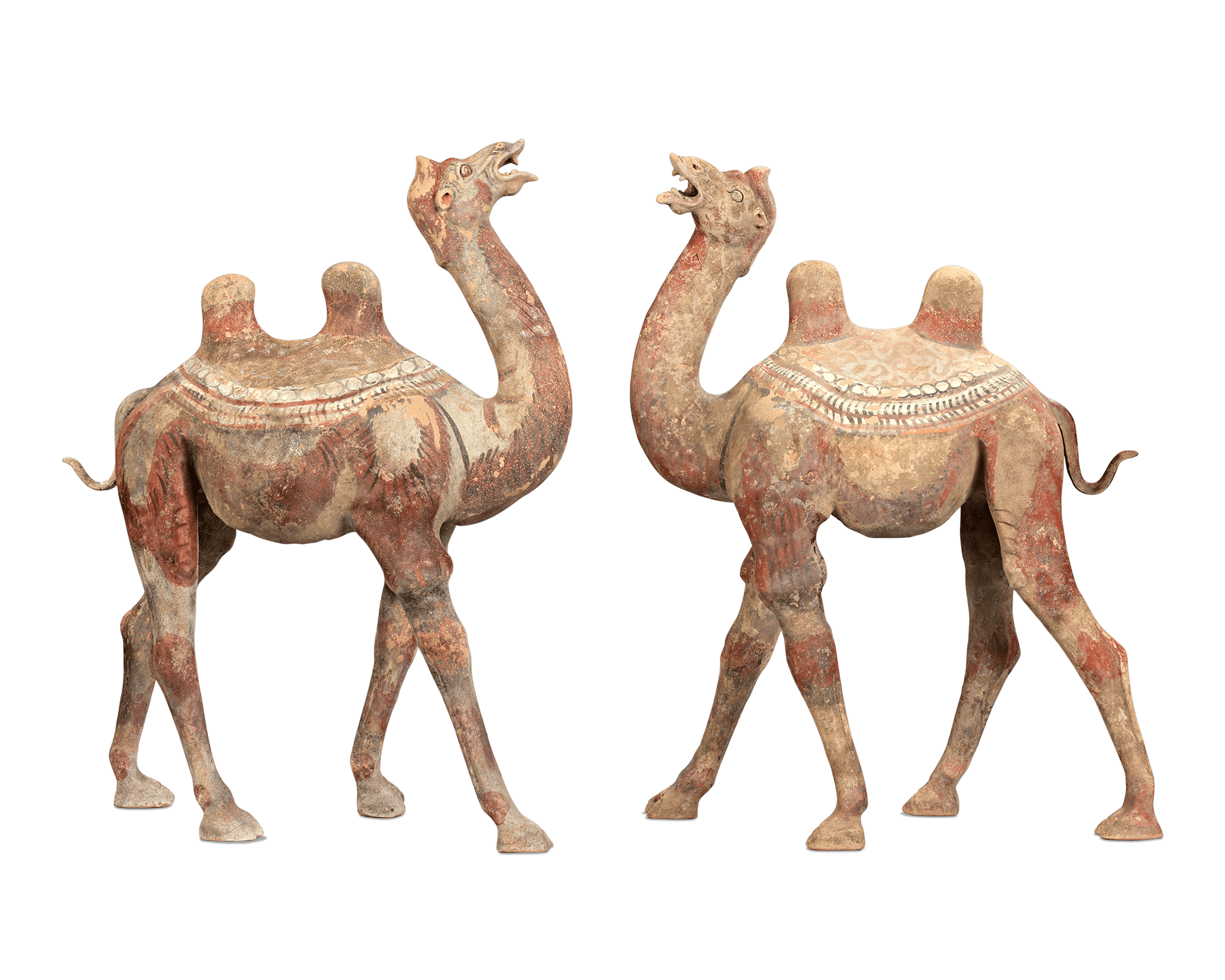 Tang Dynasty Pair of Striding Camels