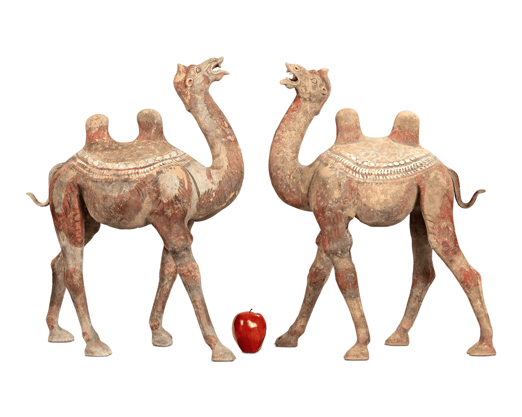Tang Dynasty Pair of Striding Camels