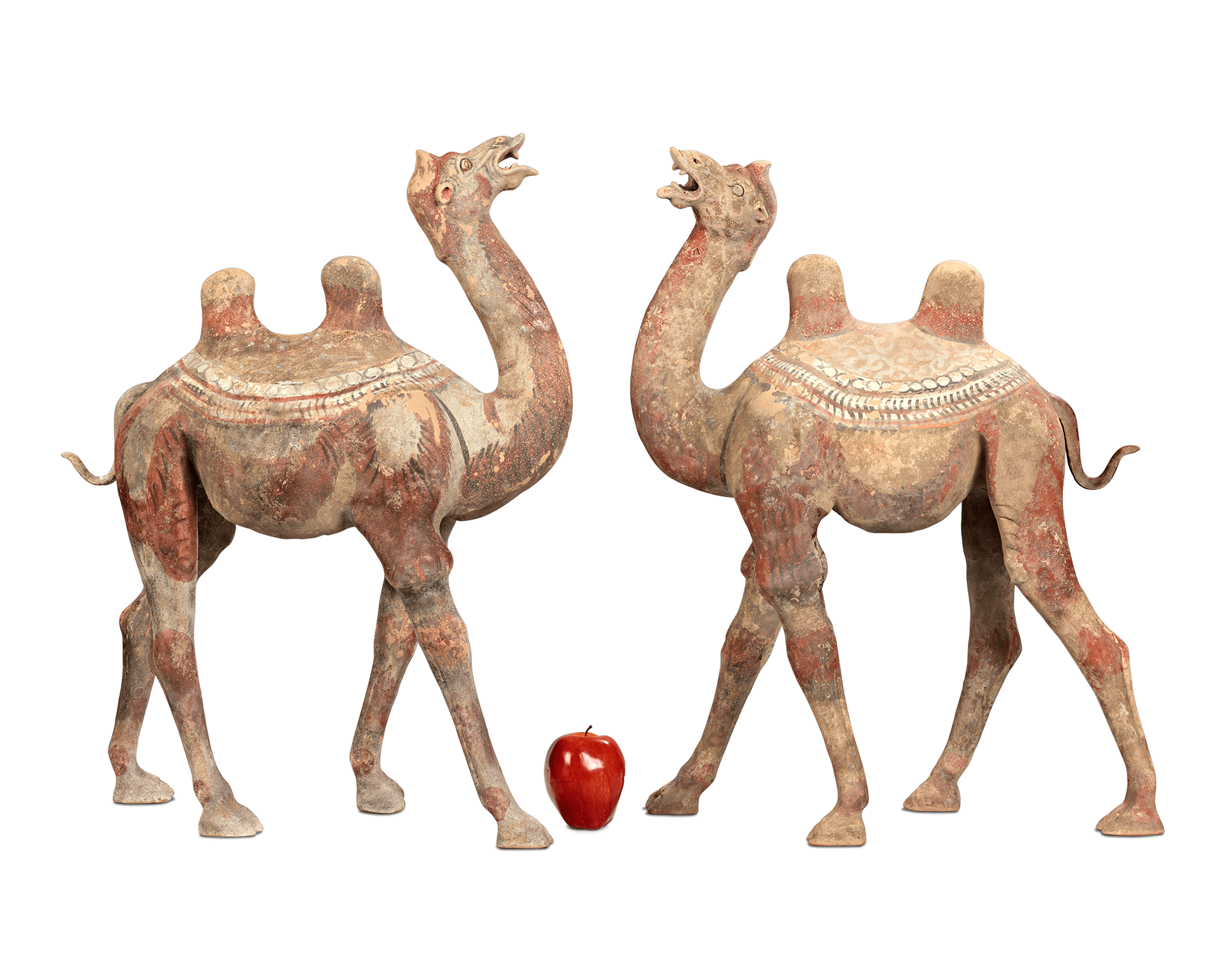 Tang Dynasty Pair of Striding Camels