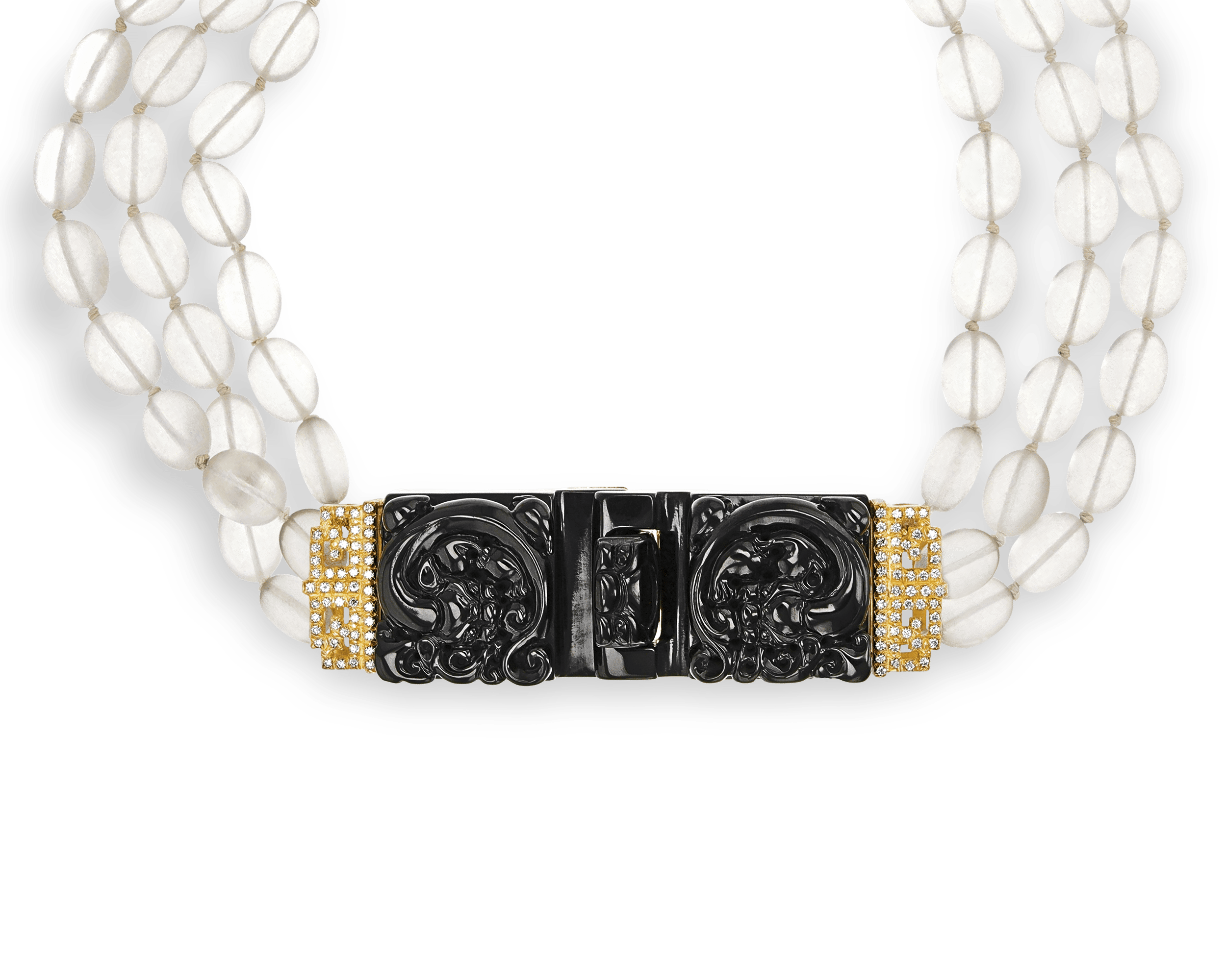 Henry Dunay Black Jade and Quartz Bead Necklace