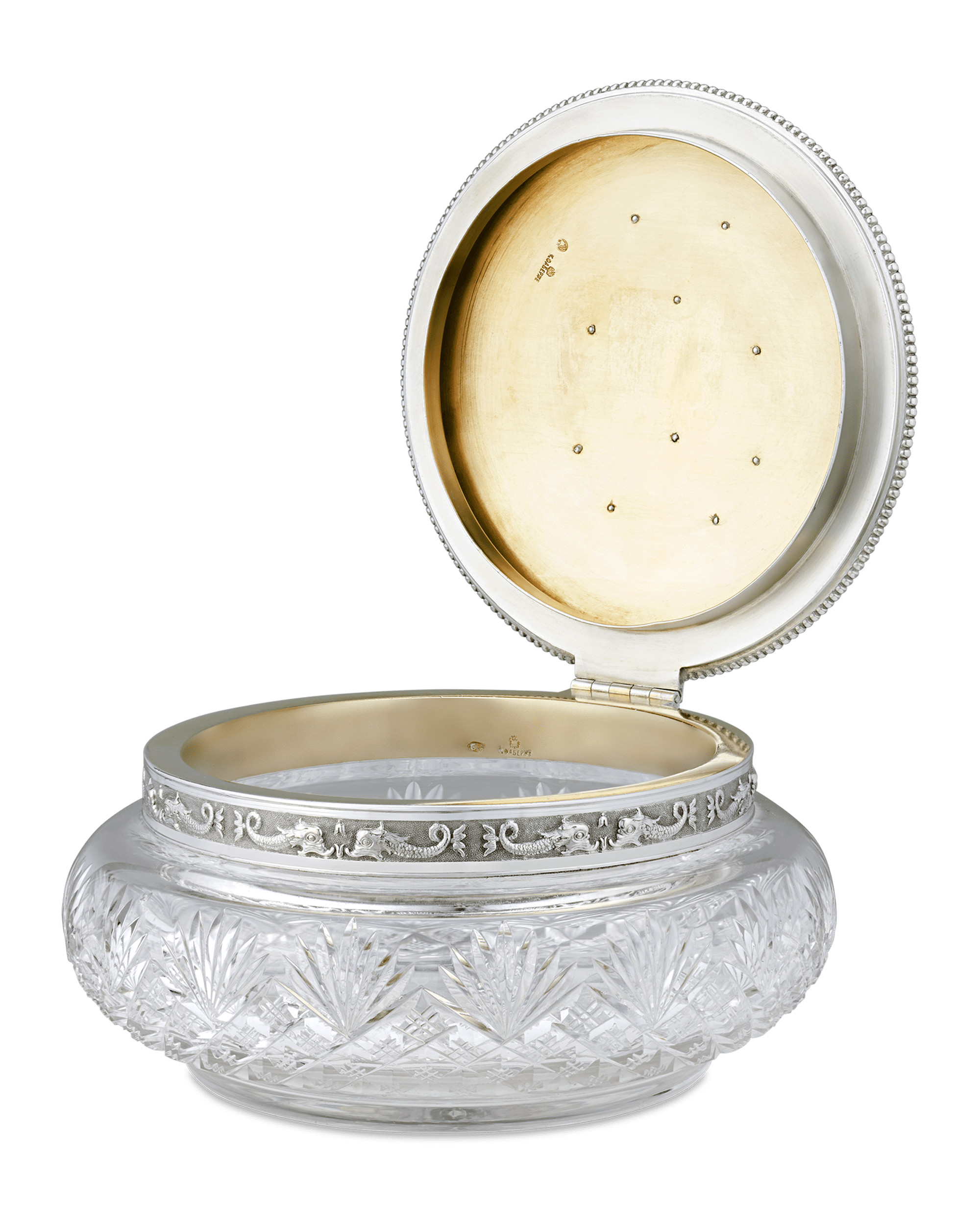Fabergé Silver-Mounted Glass Covered Box