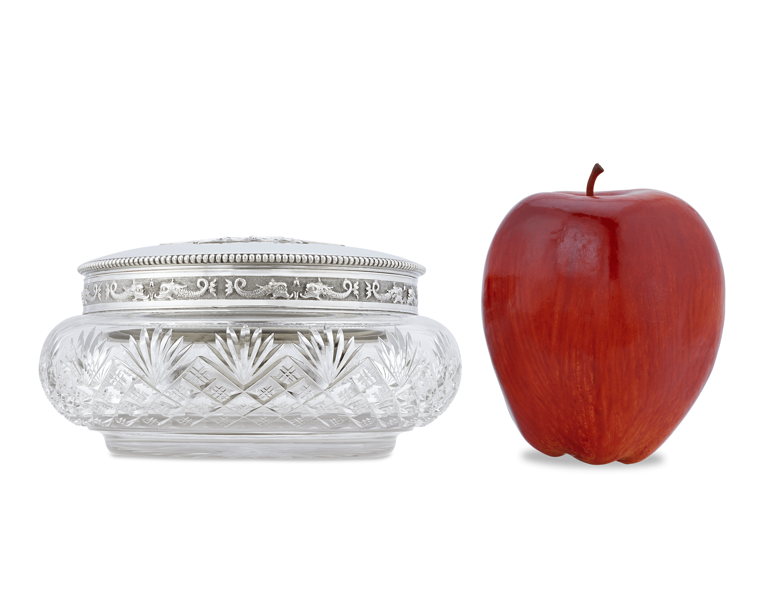 Fabergé Silver-Mounted Glass Covered Box