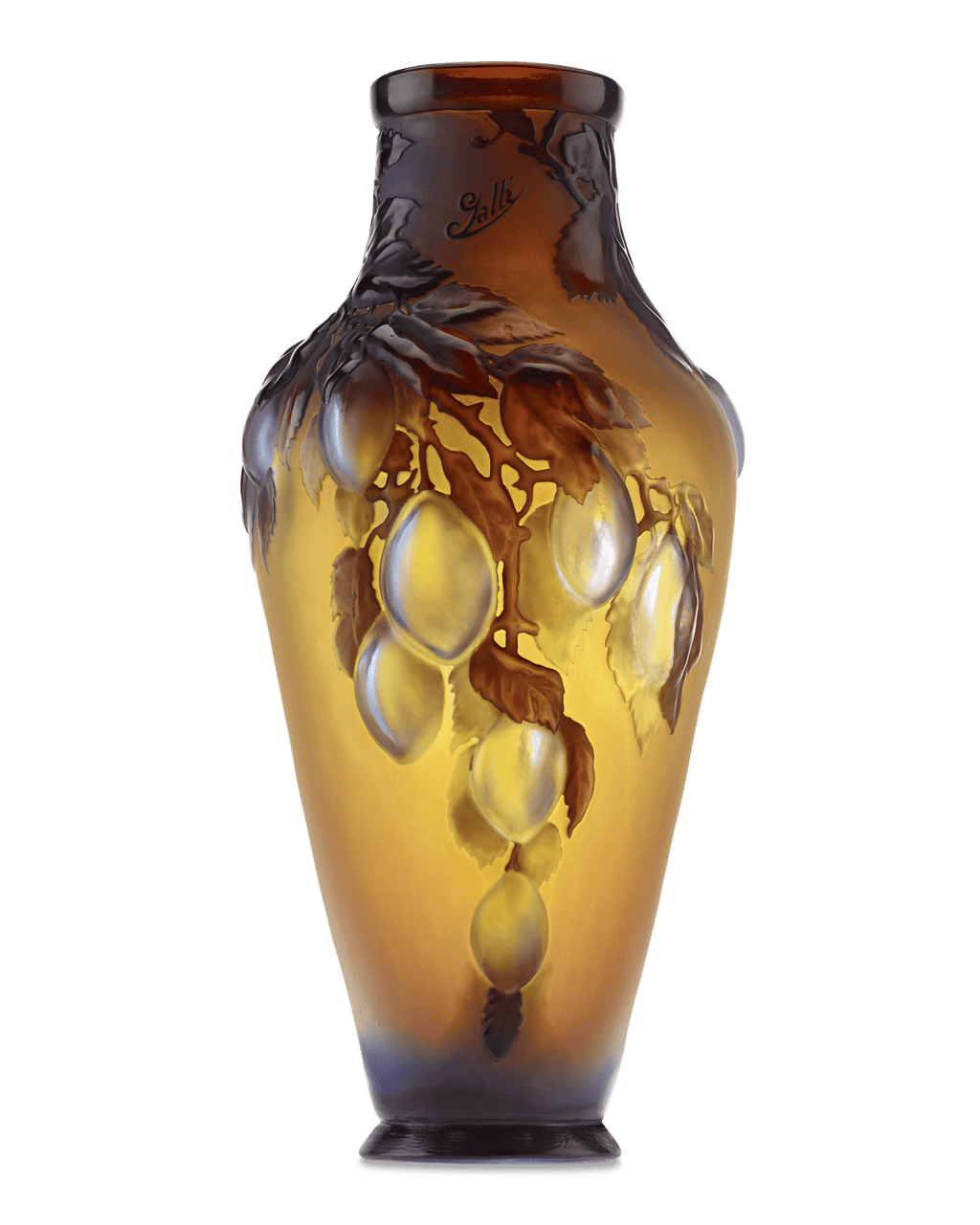 Gallé Mold-Blown Cameo Glass Plum Vase
