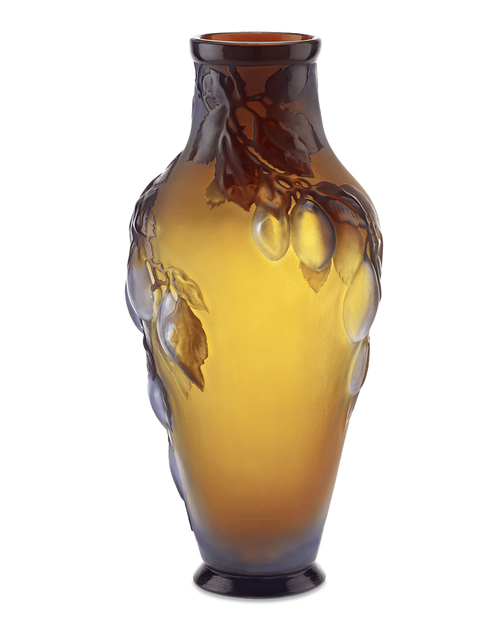 Gallé Mold-Blown Cameo Glass Plum Vase