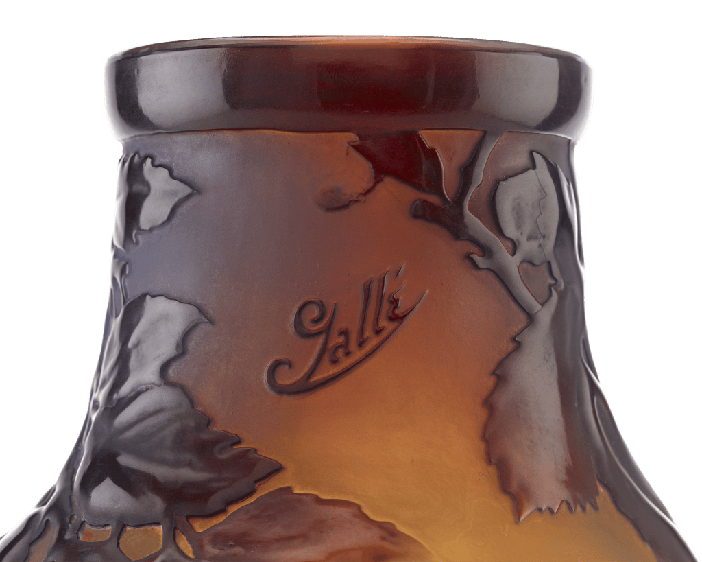 Gallé Mold-Blown Cameo Glass Plum Vase