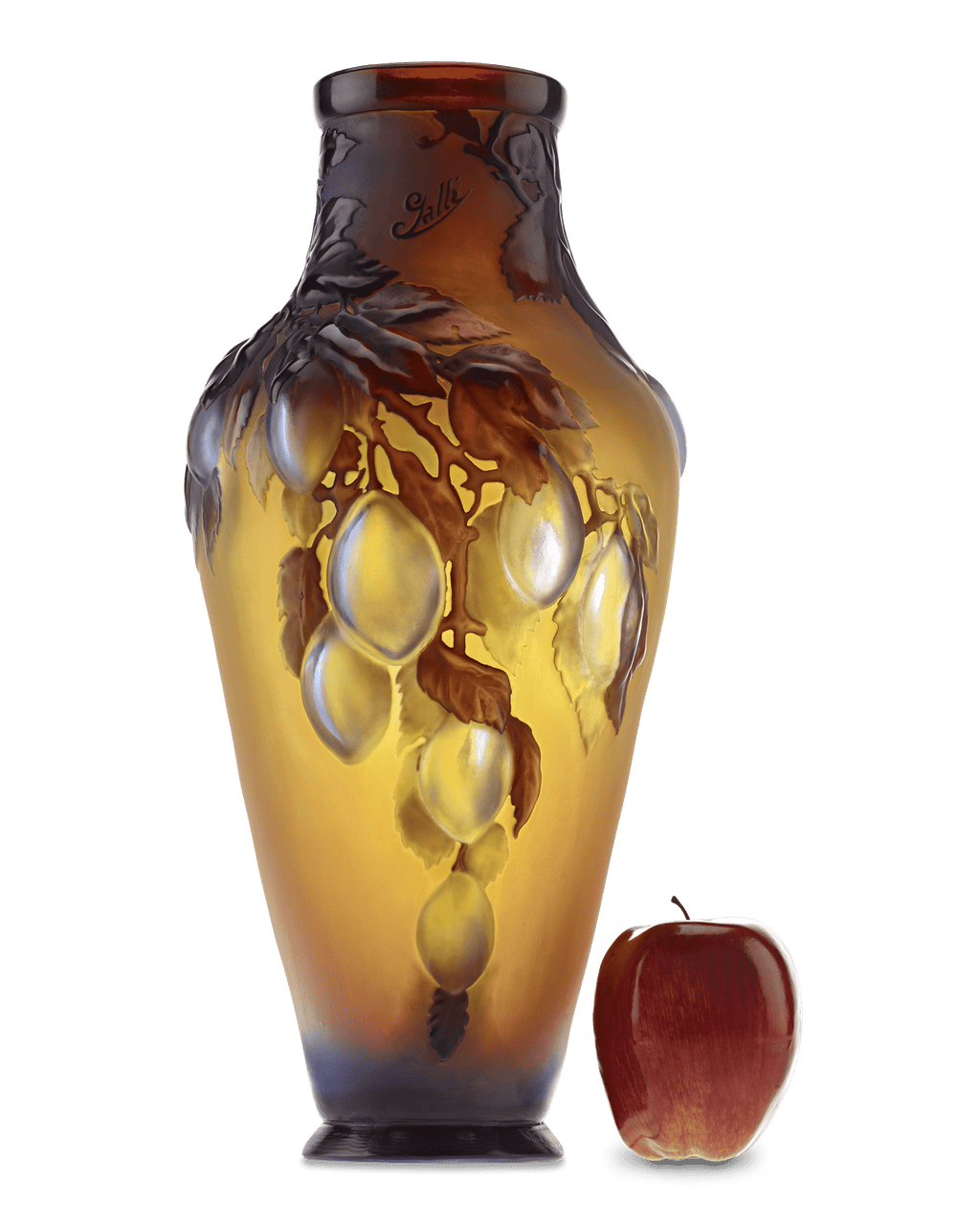 Gallé Mold-Blown Cameo Glass Plum Vase