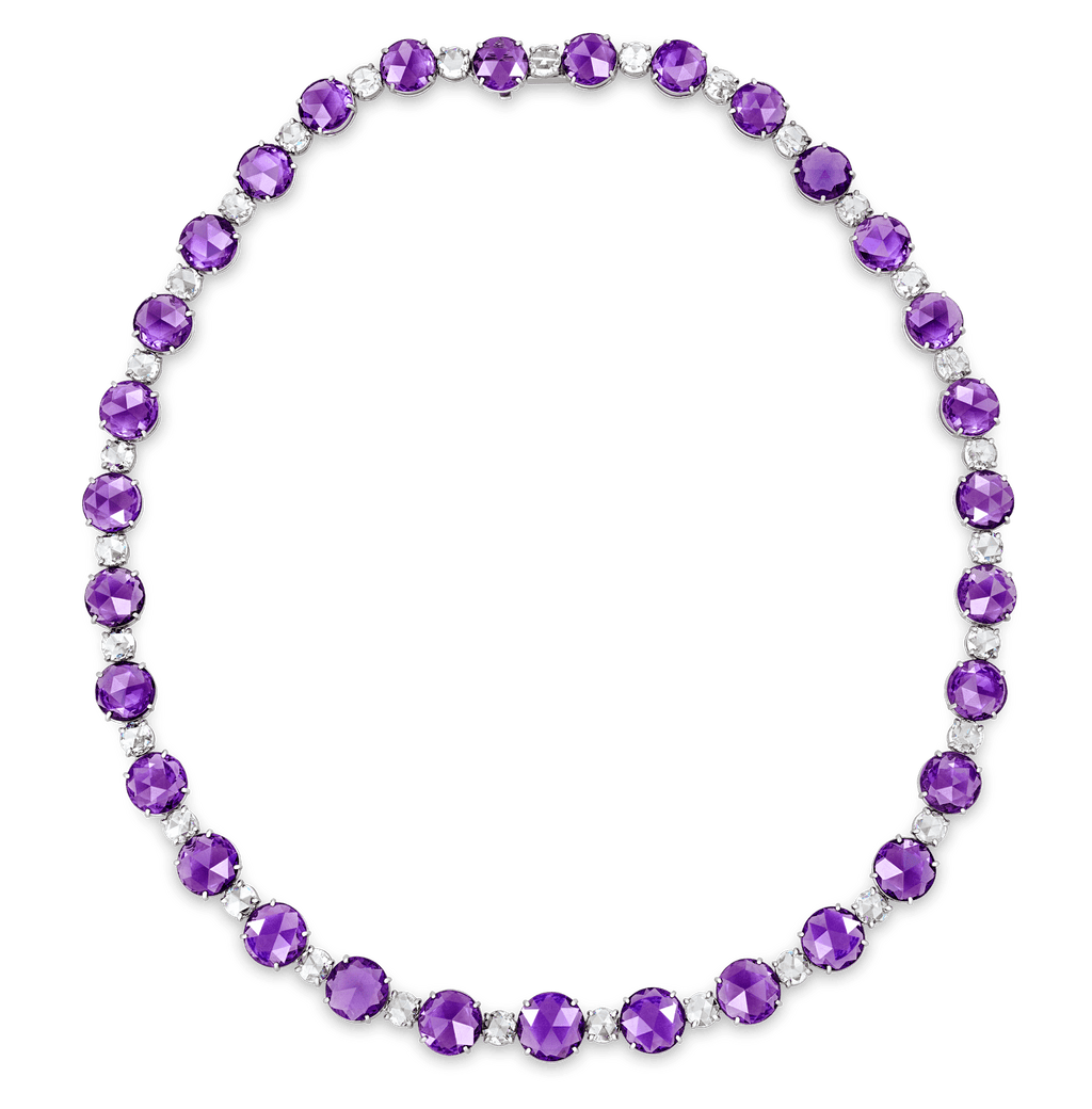 Untreated Lilac Sapphire and Diamond Necklace