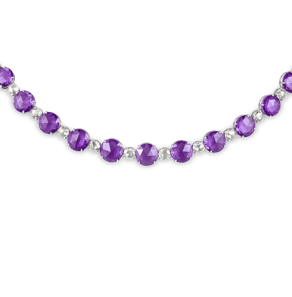 Untreated Lilac Sapphire and Diamond Necklace