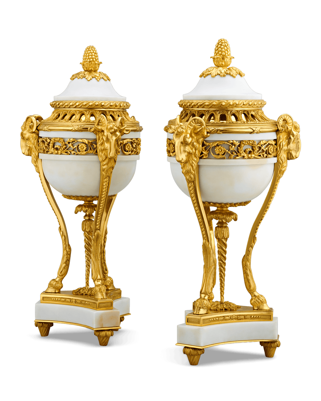 Louis XVI Style Gilt Marble Vases