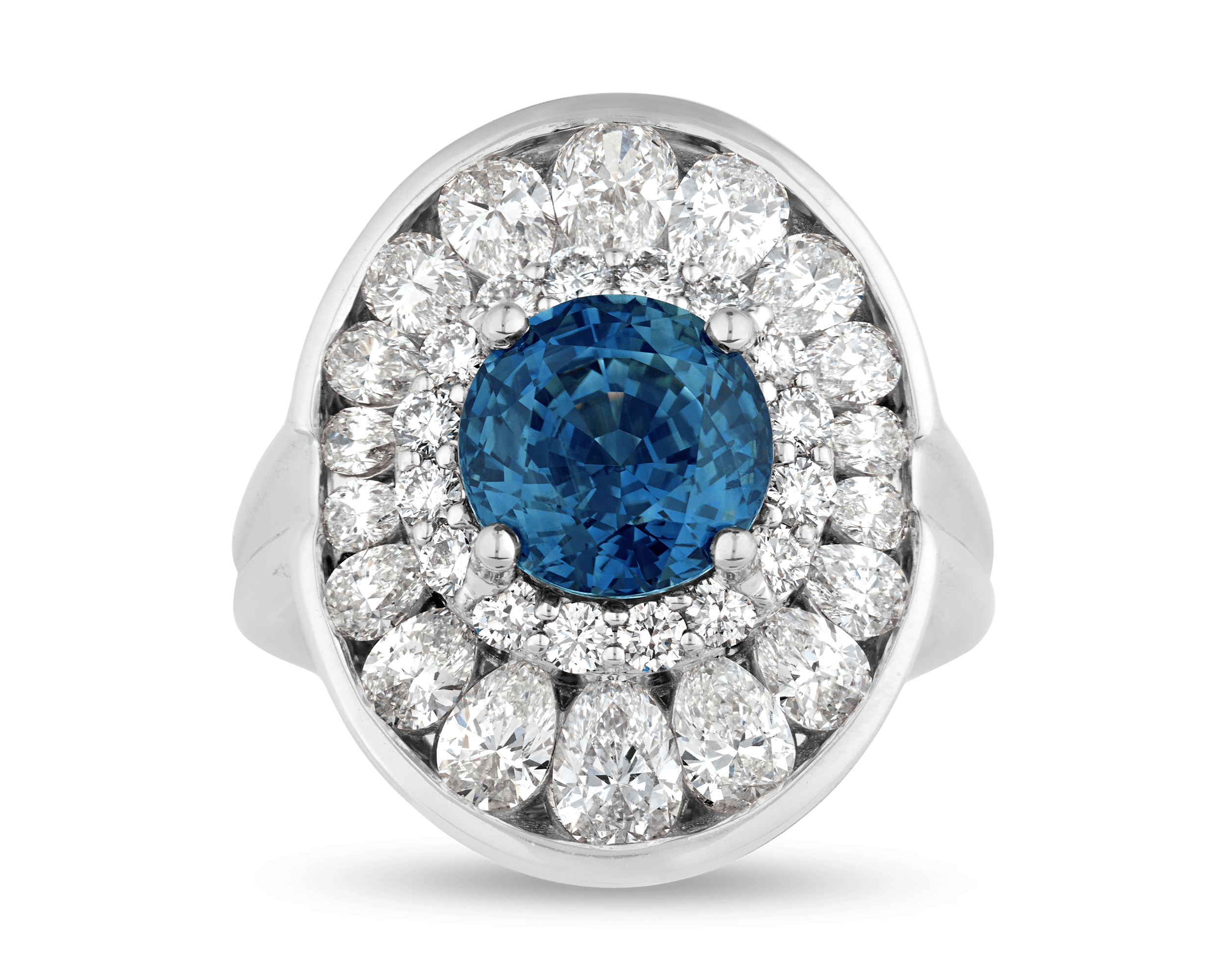 Untreated Teal Sapphire Ring, 4.03 Carats