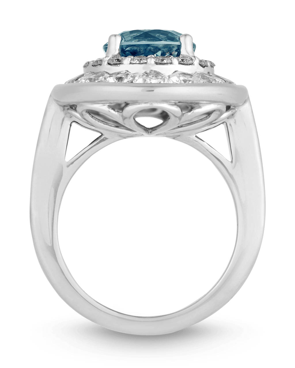 Untreated Teal Sapphire Ring, 4.03 Carats