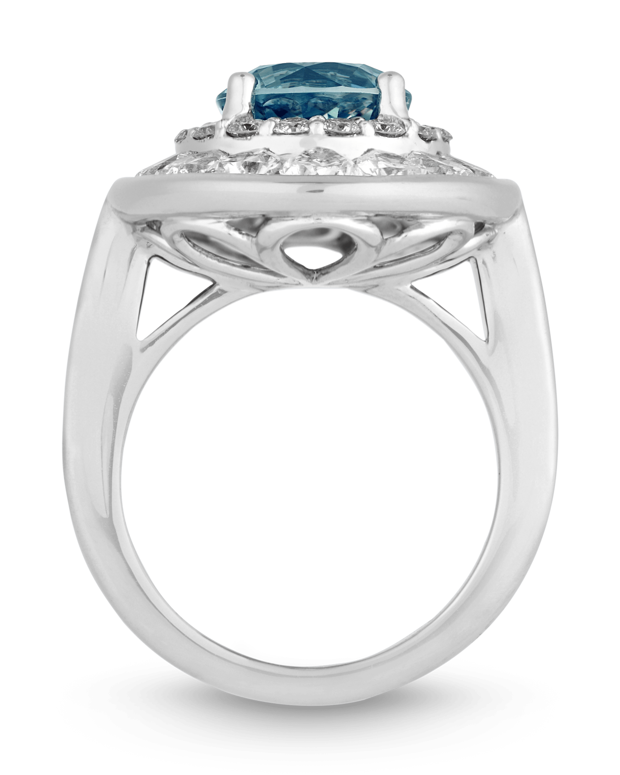 Untreated Teal Sapphire Ring, 4.03 Carats