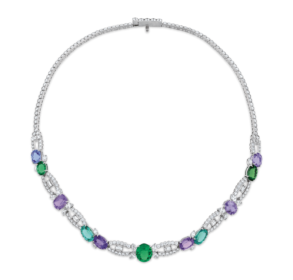 Raymond Yard Unheated Paraiba Tourmaline Necklace, 26.08 Carats