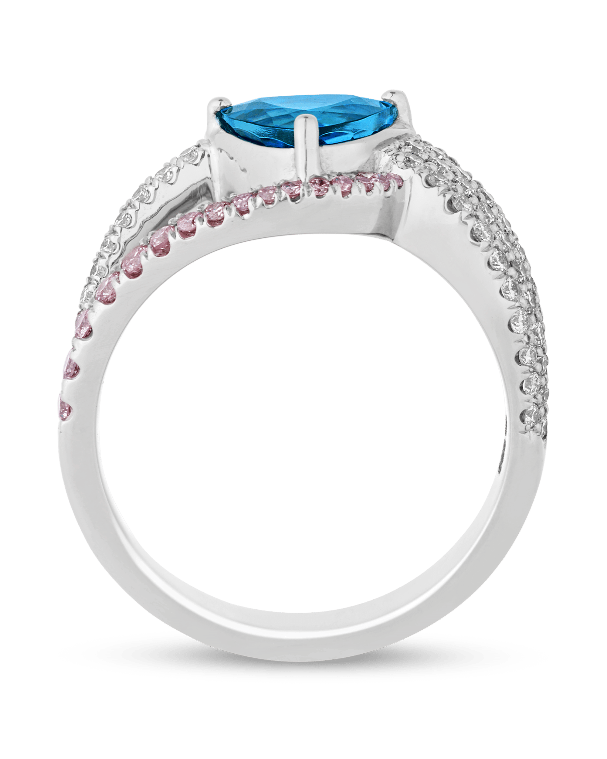 Untreated Brazilian Paraiba Asymmetrical Ring, 1.38 Carats