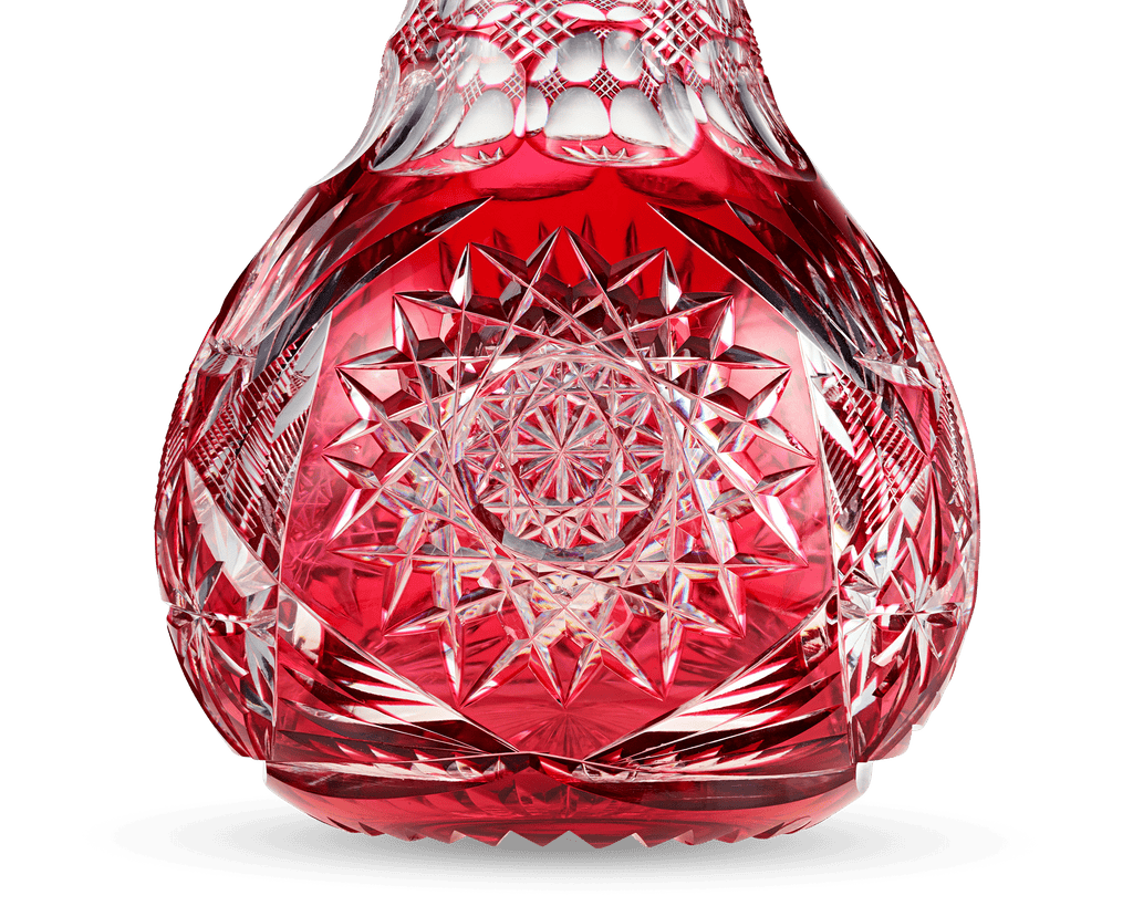 Red Cut-To-Clear Glass Vase by Pairpoint
