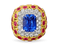 David Webb Sapphire, Ruby and Diamond Ring