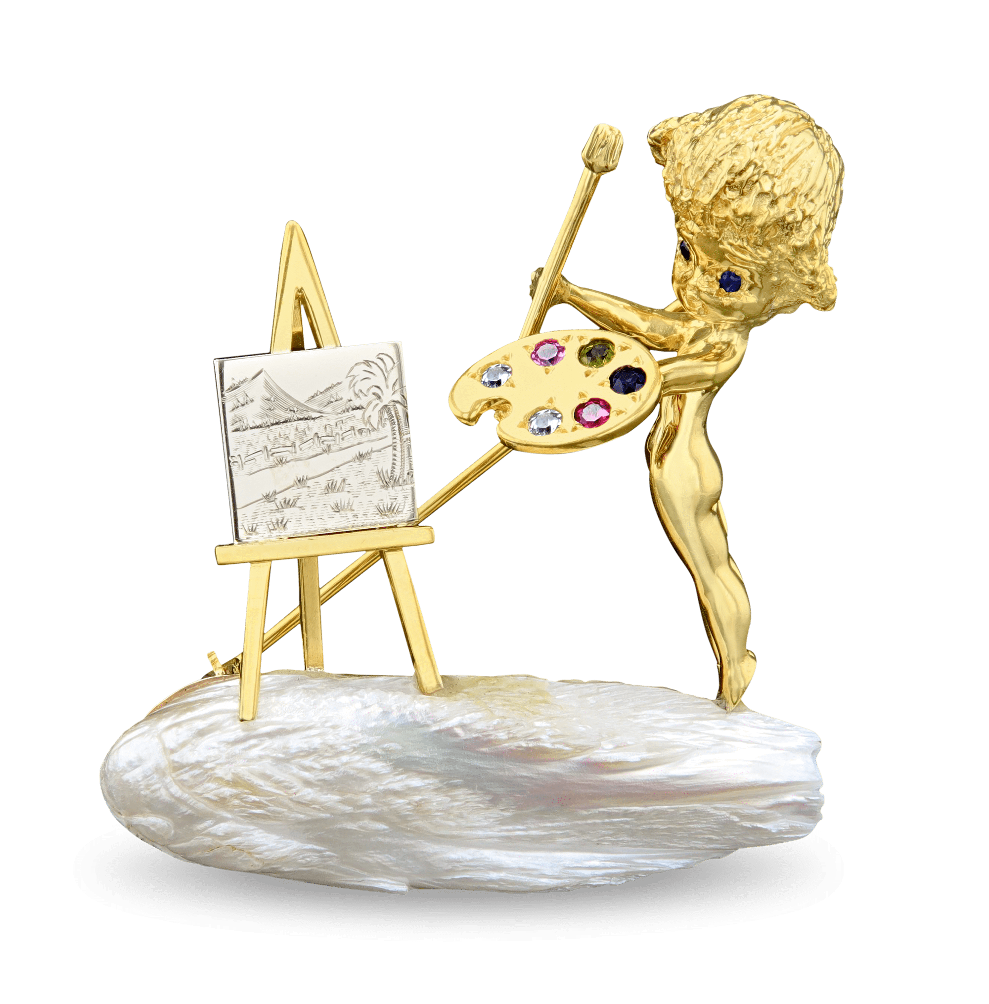 Ruser Baroque Pearl Painter Brooch