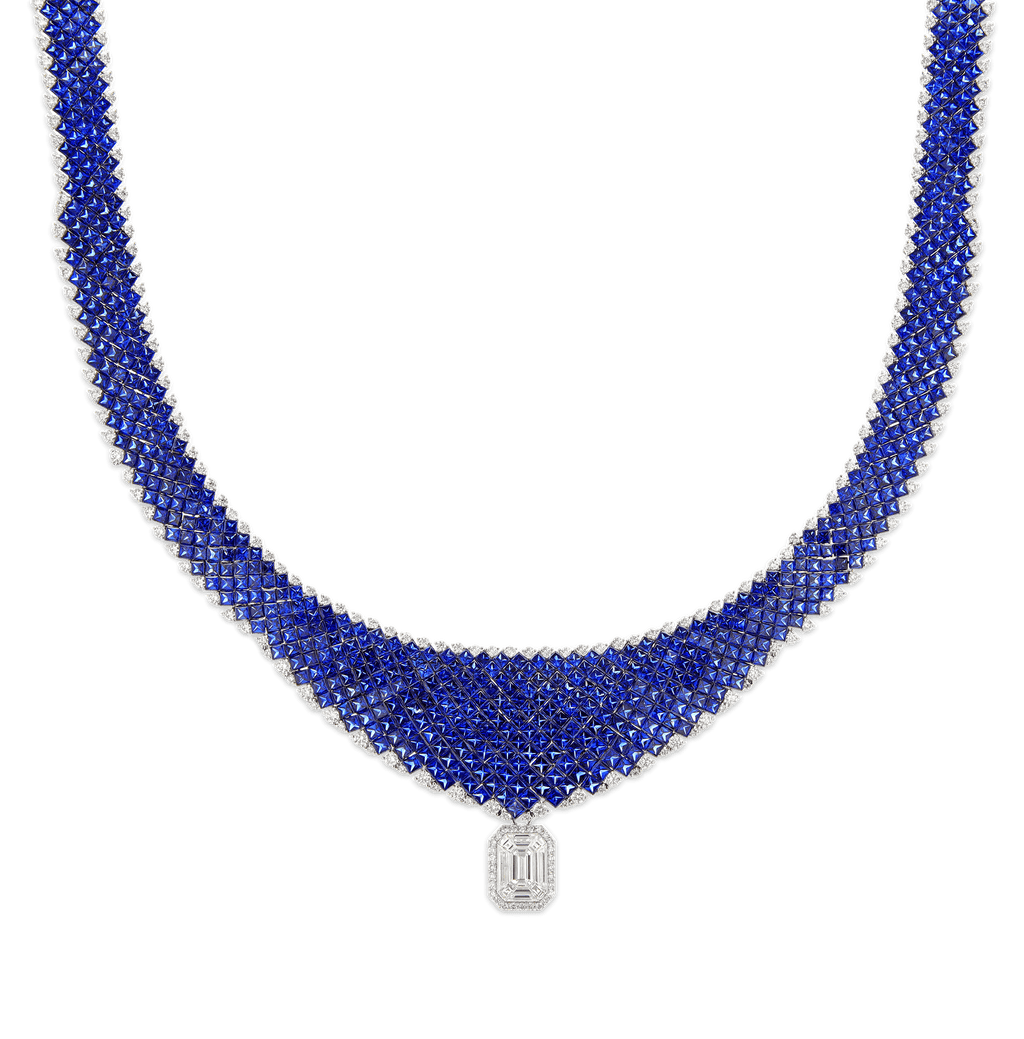 Invisible Set Sapphire Necklace, 100.00 Carats